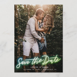 Neon Vertical Photo Save the Date Invitation