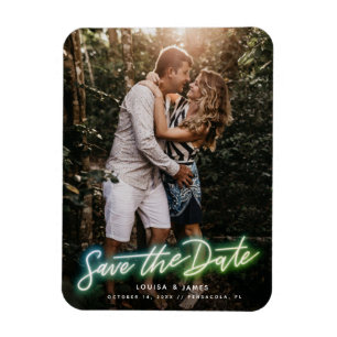 Neon Vertical Photo Save the Date Magnet