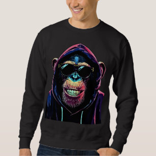 Neon Vibe – Stylish Chimpanzee in Hoodie and Sungl