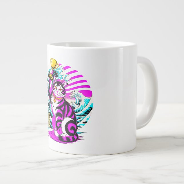 Neon Victory Cat Mug (Front Right)