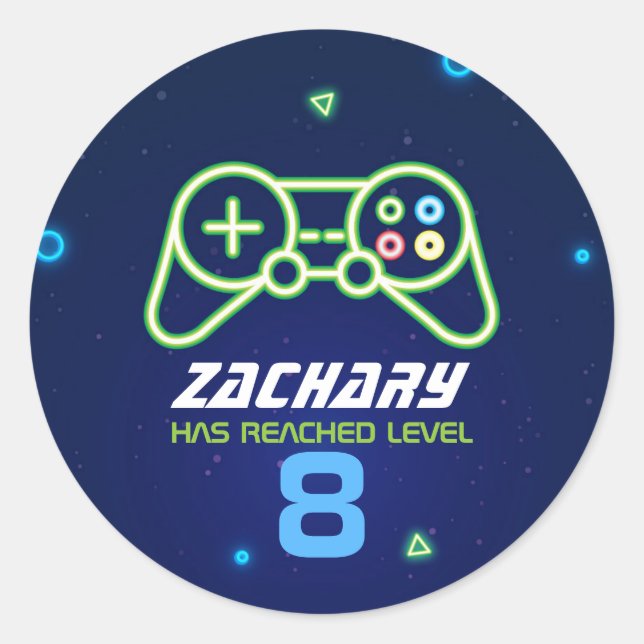 Neon Video Game Arcade Birthday Party  Sticker (Front)