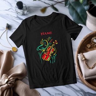 Neon Violin Line Art Vibrant Musical T-Shirt Des Tri-Blend Shirt
