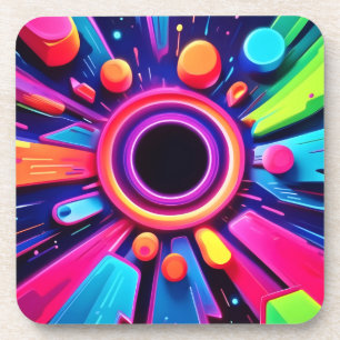 Neon Vortex Abstract Space Art Coaster