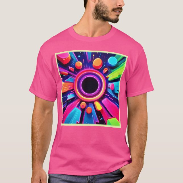 Neon Vortex Abstract Space Art T-Shirt (Front)