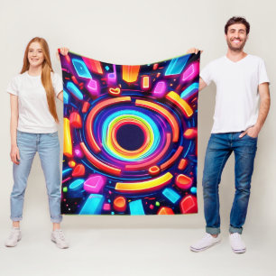 Neon Vortex Odyssey Fleece Blanket