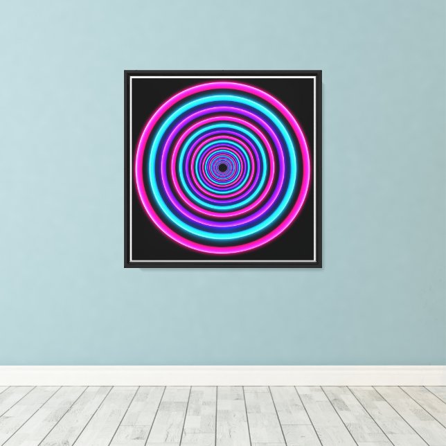 Neon Vortex Rings Canvas Print (Insitu(Wood Floor))