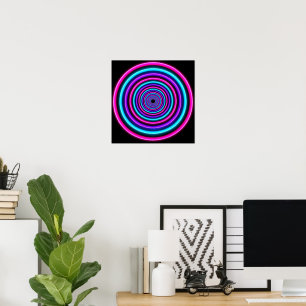 Neon Vortex Rings Poster