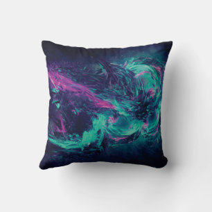 Neon Vortex Throw Pillow