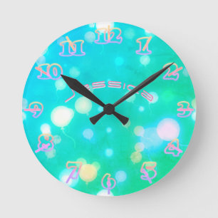NEON Wall Clock Turquoise PINK SKY Personalised