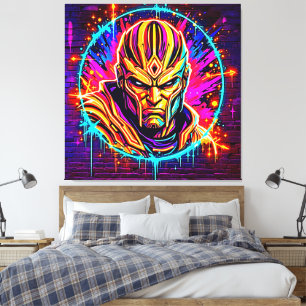 Neon Warrior Power Art Canvas Print