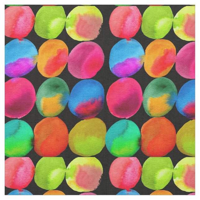 Neon Watercolor circle pattern abstract art colour Fabric (Close Up)