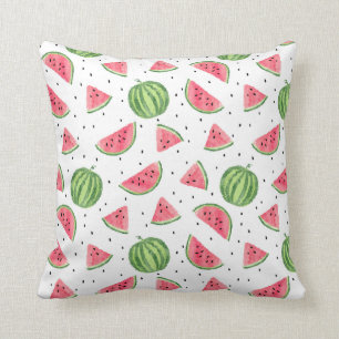 Neon Watercolor Watermelons Pattern Cushion