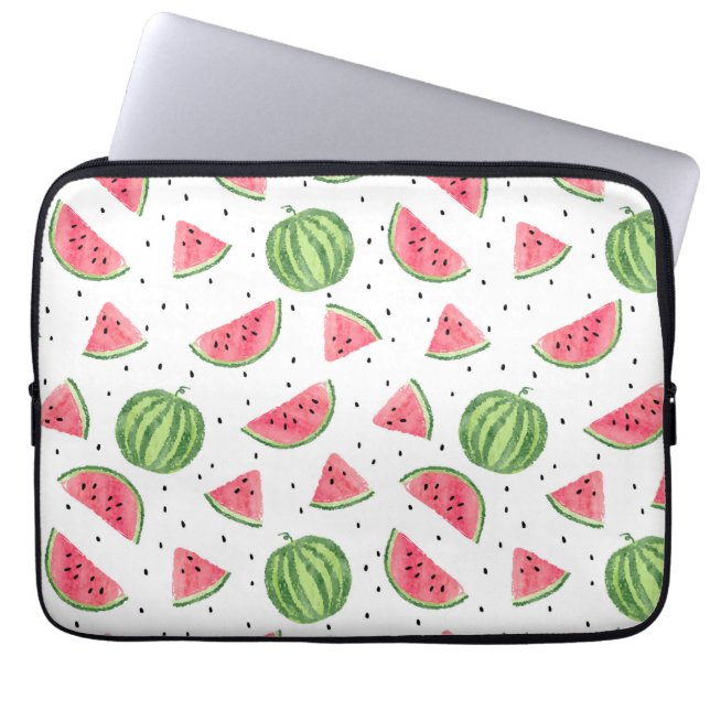 Neon Watercolor Watermelons Pattern Laptop Sleeve (Front)