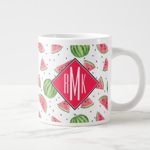 Neon Watercolor Watermelons Pattern Large Coffee Mug