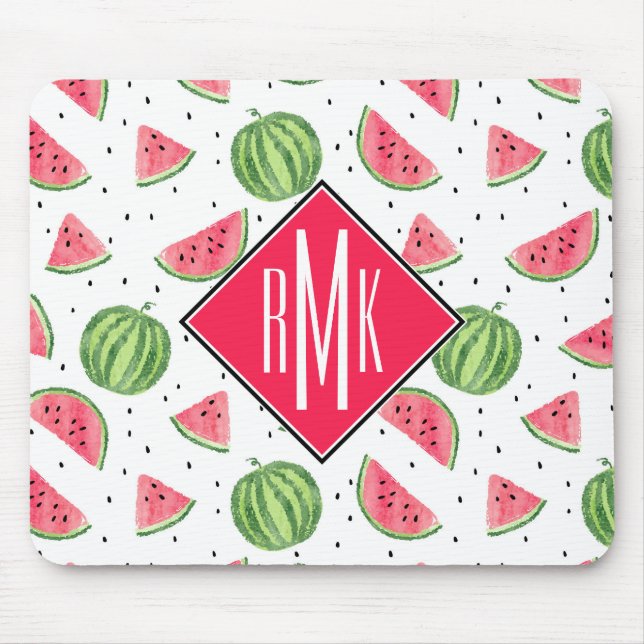 Neon Watercolor Watermelons Pattern Mouse Mat (Front)