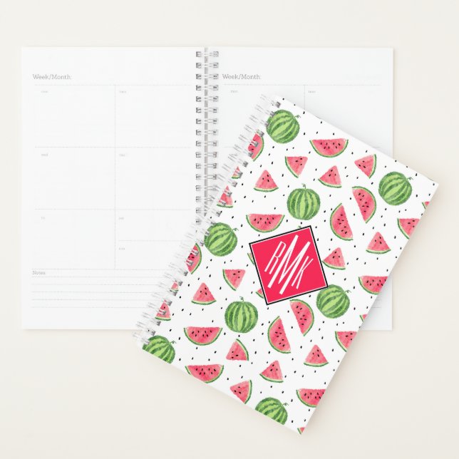 Neon Watercolor Watermelons Pattern Planner (Display)