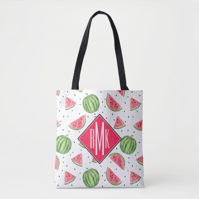 Neon Watercolor Watermelons Pattern Tote Bag (Front)