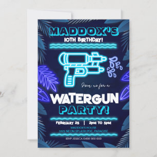 Neon Watergun Party Invitation Summer