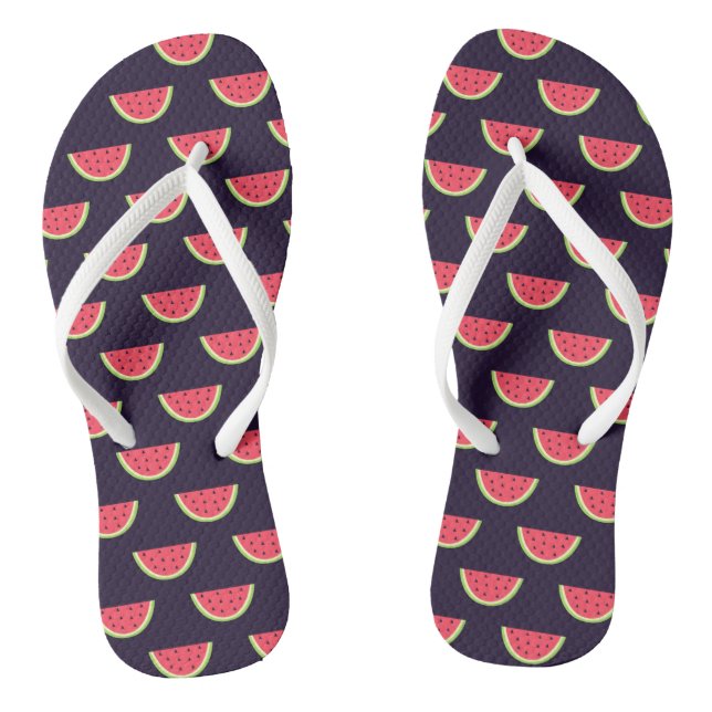 Neon Watermelon on Purple Pattern Flip Flops (Footbed)