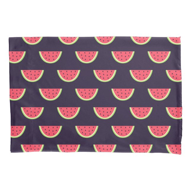 Neon Watermelon on Purple Pattern Pillowcase (Front-Left)