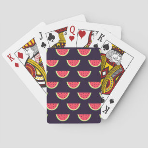Neon Watermelon on Purple Pattern Playing Cards