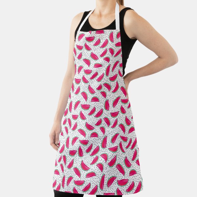 Neon Watermelon on Seeds Pattern Apron (Insitu)