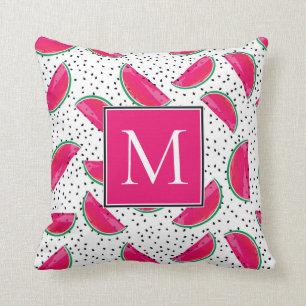 Neon Watermelon on Seeds Pattern Cushion