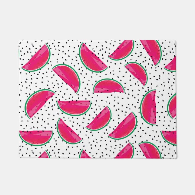 Neon Watermelon on Seeds Pattern Doormat (Front)