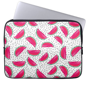 Neon Watermelon on Seeds Pattern Laptop Sleeve