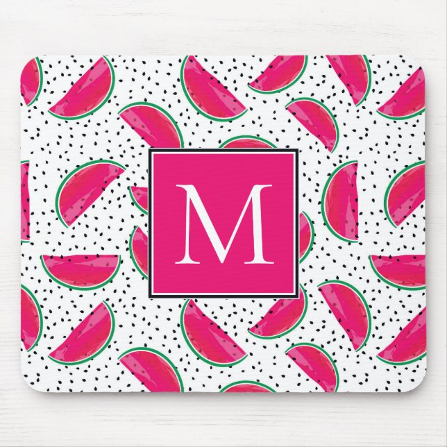 Neon Watermelon on Seeds Pattern Mouse Mat (Front)