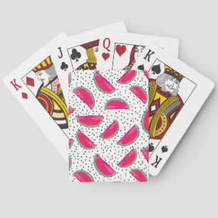 Neon Watermelon on Seeds Pattern Playing Cards