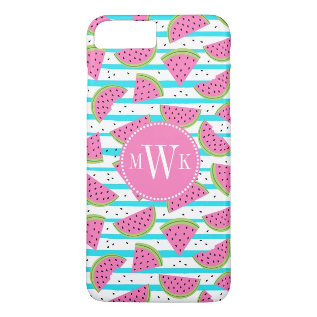 Neon Watermelon on Stripes Pattern Case-Mate iPhone Case (Back)
