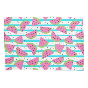 Neon Watermelon on Stripes Pattern Pillowcase