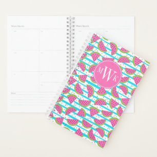 Neon Watermelon on Stripes Pattern Planner