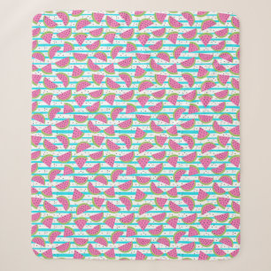 Neon Watermelon on Stripes Pattern Sherpa Blanket