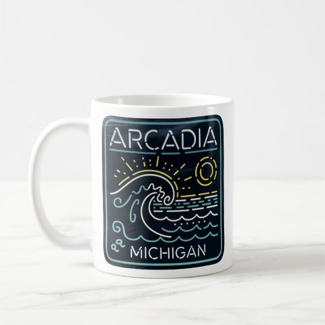 Neon Wave Arcadia Michigan Coffee Mug (Left)