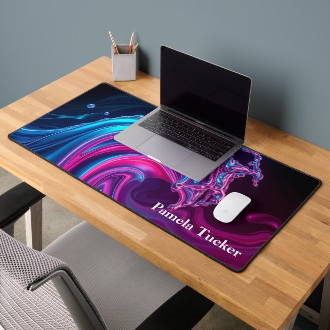 Neon Wave Futuristic Cyberpunk Gaming  Desk Mat (Office 2)