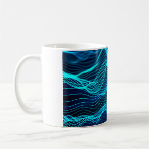 Neon waves of numerous abstract lines and rows com coffee mug