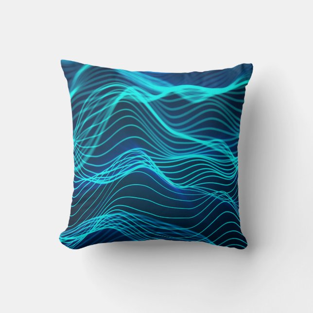 Neon waves of numerous abstract lines and rows com cushion (Front)