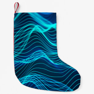 Neon waves of numerous abstract lines and rows com small christmas stocking