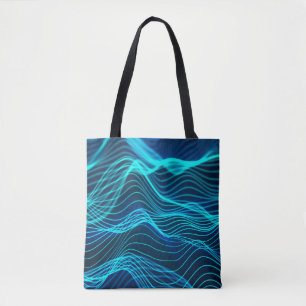 Neon waves of numerous abstract lines and rows com tote bag