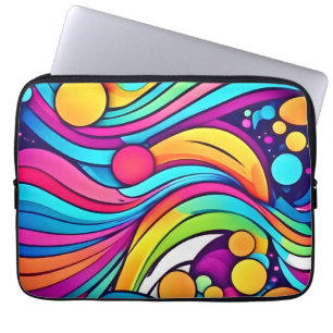 Neon Waves Vibrant Cosmos Laptop Sleeve