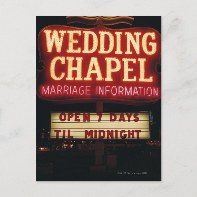 Neon Wedding Chapel Sign in Las Vegas, USA Postcard (Front)