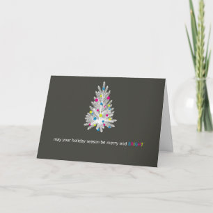 Neon White Christmas Tree Holiday Card