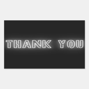 Neon White Sign Trendy Thank You Rectangular Sticker