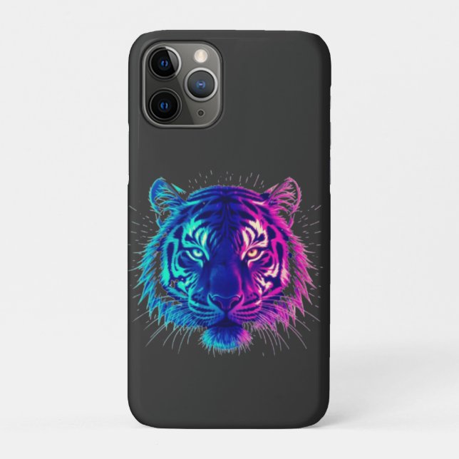 Neon White Tiger – Glowing Cyberpunk Wildlife Art Case-Mate iPhone Case (Back)