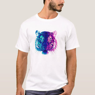 Neon White Tiger – Glowing Cyberpunk Wildlife Art T-Shirt