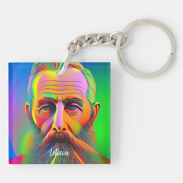 Neon Wilhelm Röntgen Key Ring (Back)