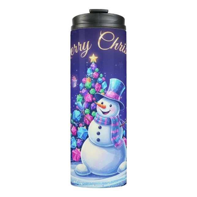 Neon Winter Galaxy Holiday Greeting Thermal Tumbler (Front)