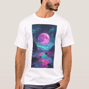 Neon Winter Nature Trippy Moose Graphic T-Shirt